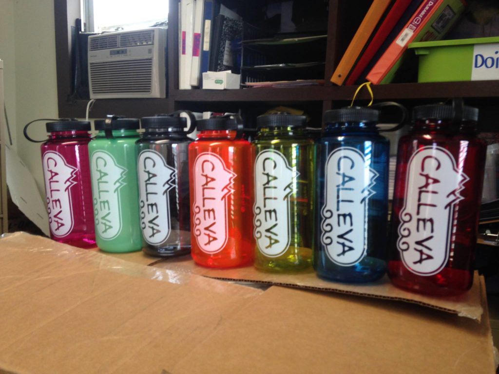 Calleva branded waterbottles.